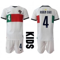 Portugal Ruben Dias #4 Auswärts Trikotsatz Kinder WM 2022 Kurzarm (+ Kurze Hosen)